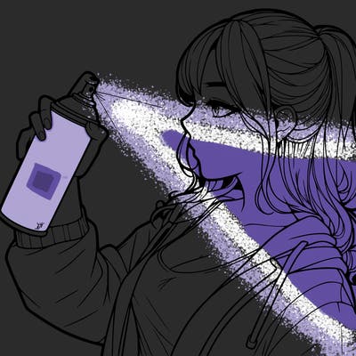 a realistic girl spray, painting