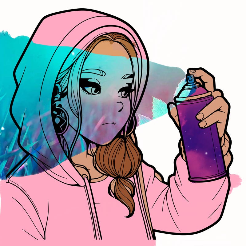 a realistic girl, spray painting