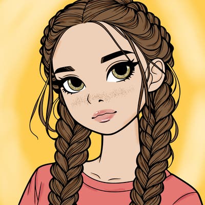realistic girl with braids
