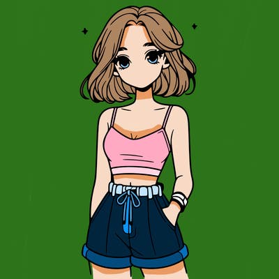 very beautiful girl with a crop top and shorts