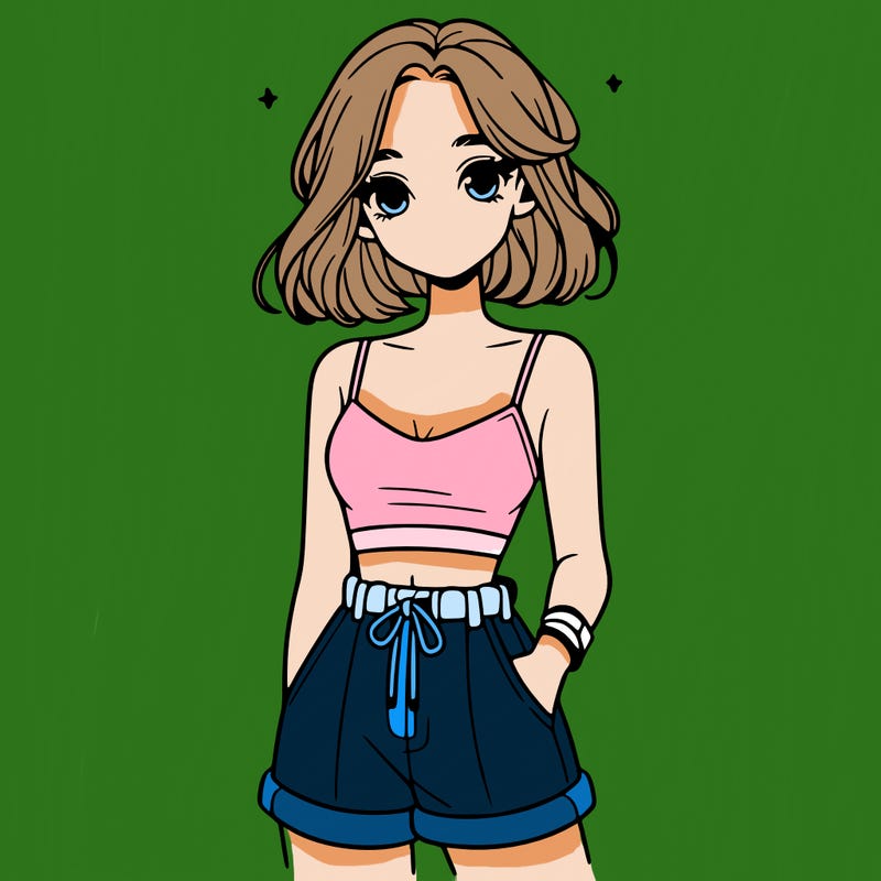 very beautiful girl with a crop top and shorts