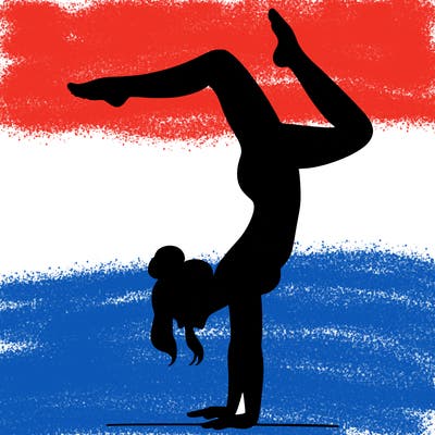 a woman doing a handstand