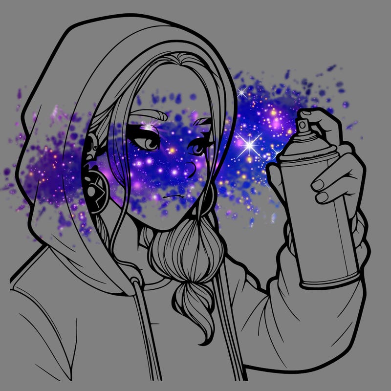 a realistic girl, spray painting