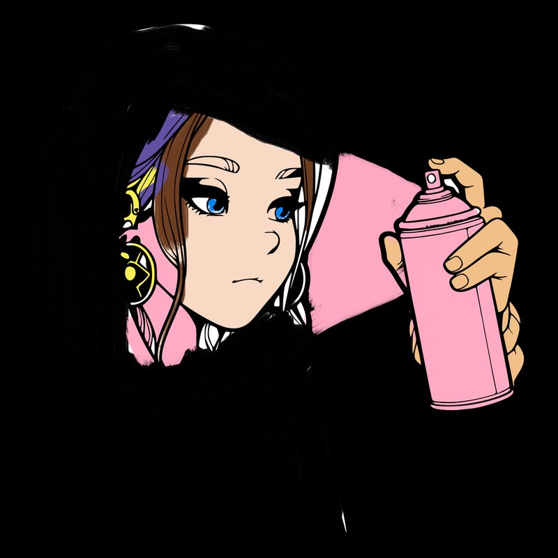 a realistic girl, spray painting