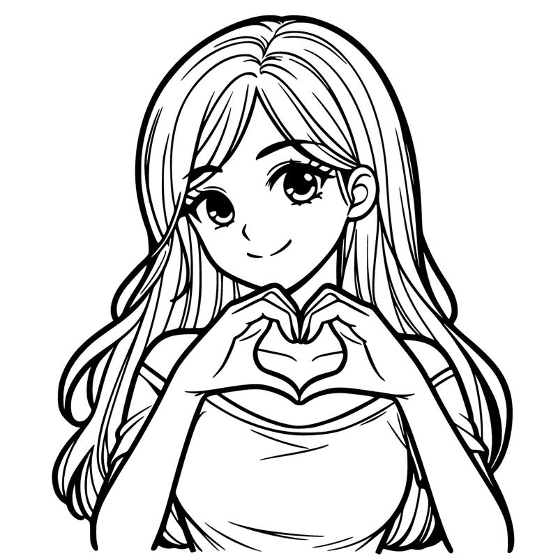a pretty girl making a heart with her fingers
