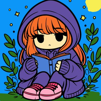 girl in oversized hoodie reading a book