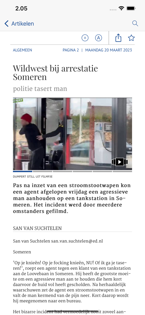 ED - Digitale krant - News article display in the ED Digitale krant app featuring a local story from Someren