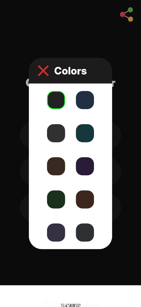 Interface showing a color selection menu for customizing Minecraft skins and capes in Craftify Editor.
