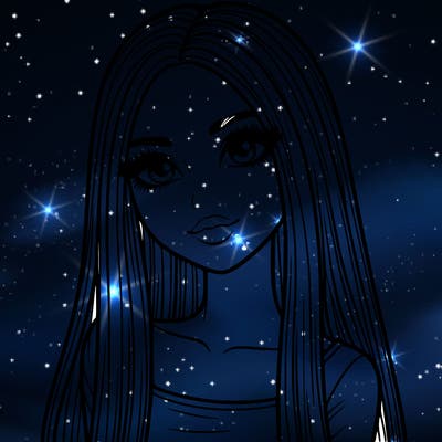 realistic girl with straight and long hair