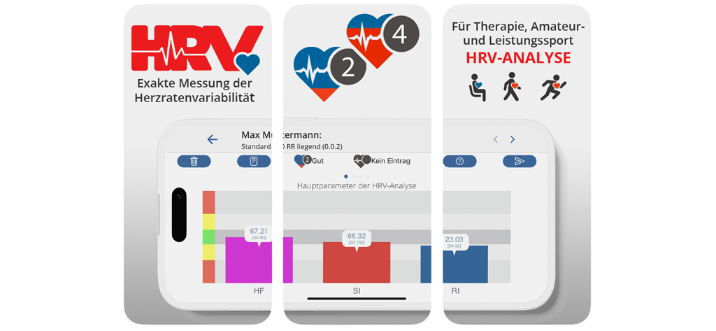 HRV-Analysis - L'interface de l'application HRV-Analysis affichant des graphiques de variabilité cardiaque et des métriques de stress physiologique sur un appareil mobile.