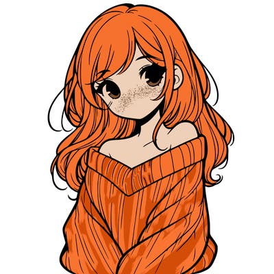 shy pretty girl wearing a sweater that is falling off one shoulder portrait