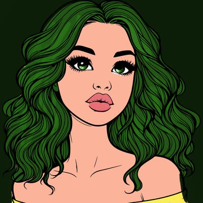 realistic girl with wavy hair and lips