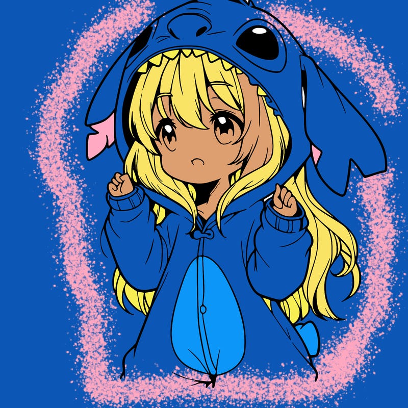 anime girl in a stitch onsie