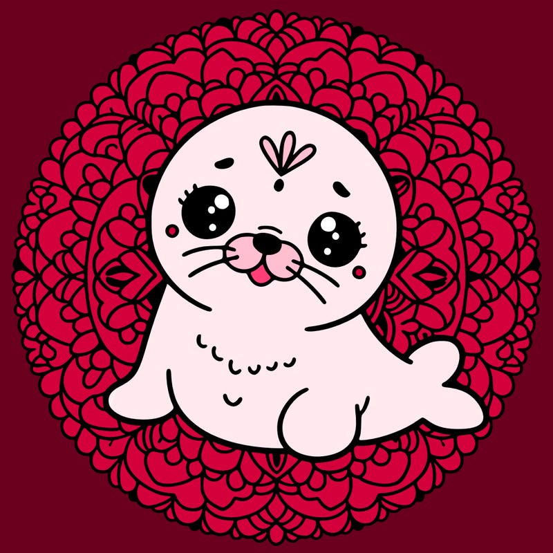 a cute baby seal mandala