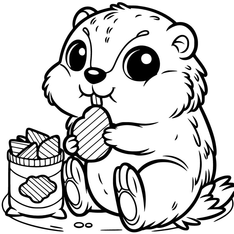 cute groundhog eating chips