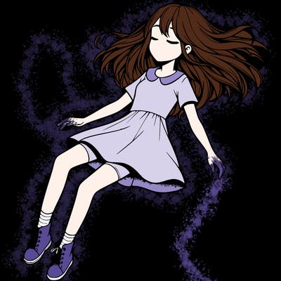 realistic girl floating