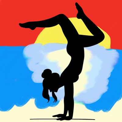 a woman doing a handstand
