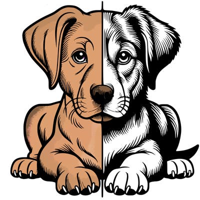 realistic dog split picture