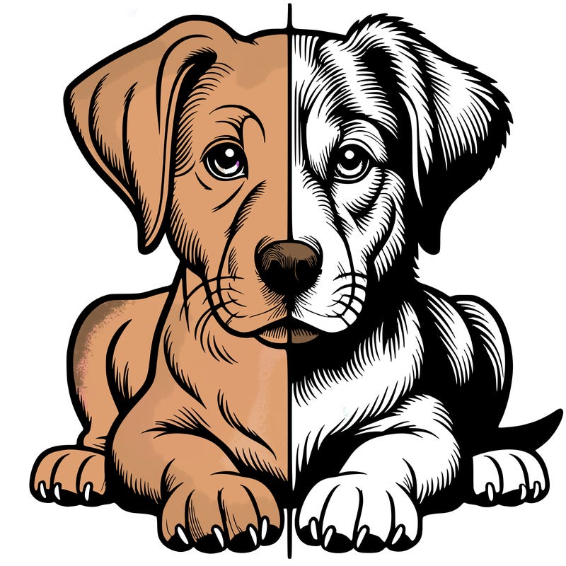 realistic dog split picture