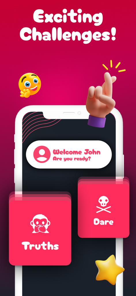 Truth or Dare? ⋆ Dirty Date - Truth or Dare mobile app screen showing Truths and Dare game options on a smartphone.