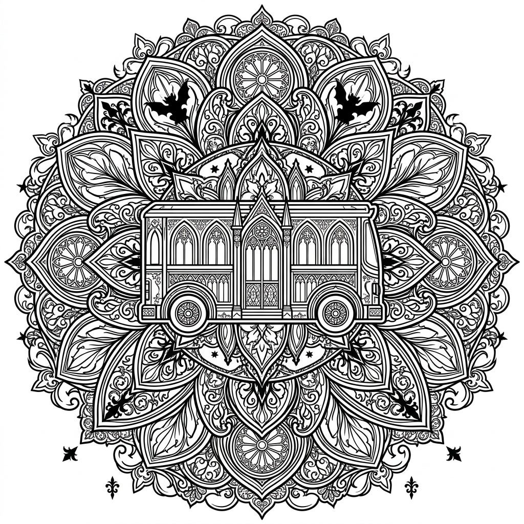 Party Bus Mandala Coloring Page - Free Printable Fun — Color Pop