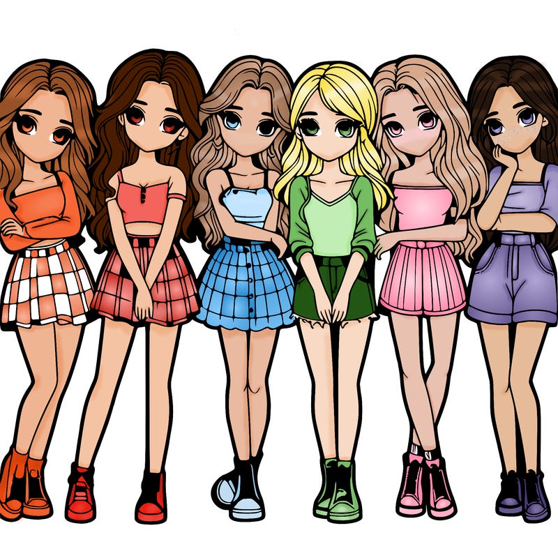 a group of girls realistic