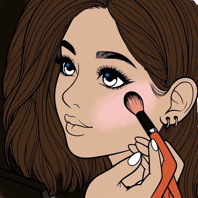 a realistic girl doing her makeup