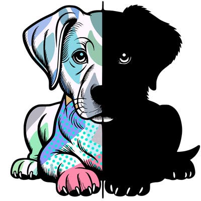 realistic dog split picture