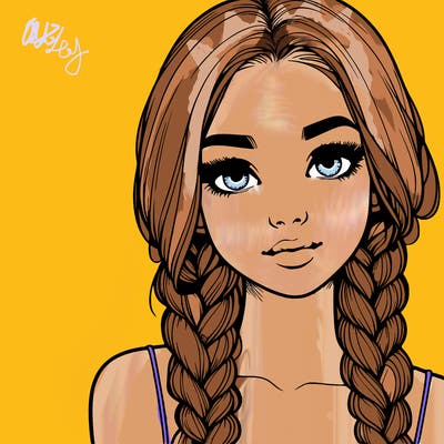realistic girl with braids