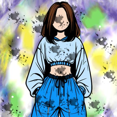 realistic girl faceless with baggy pants and a crop top