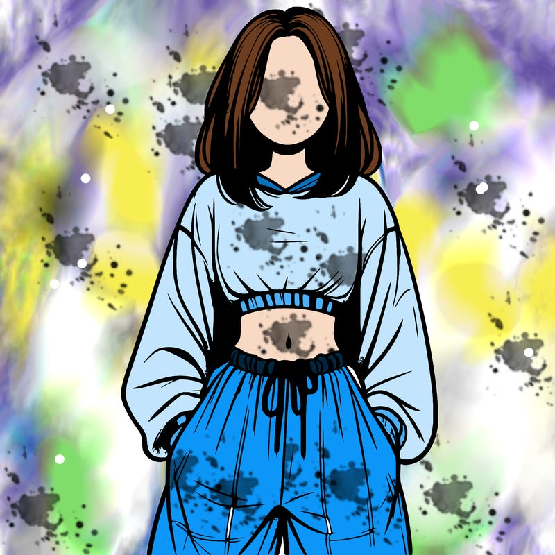 realistic girl faceless with baggy pants and a crop top