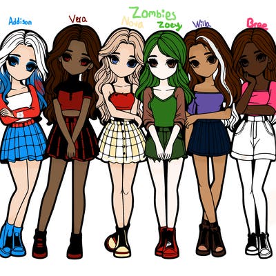 a group of girls realistic