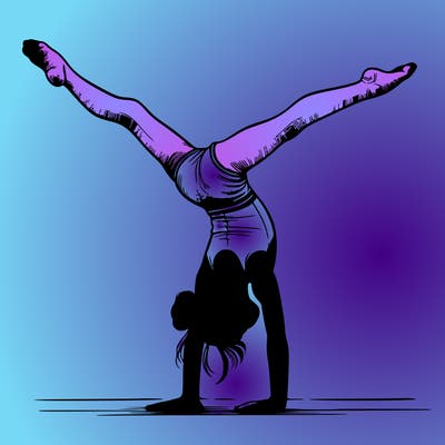 realistic gymnastic hand stand girl in four splits