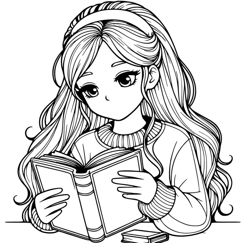 realistic girl reading a book