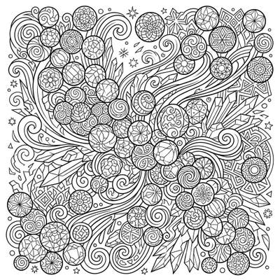 Unleash your creativity with this mesmerizing coloring page, specially designed for teens who love intricate patterns and dynamic designs. Explore a complex composition of pea-sized hailstones and sharp ice crystals, offering hours of engaging artistic challenge.