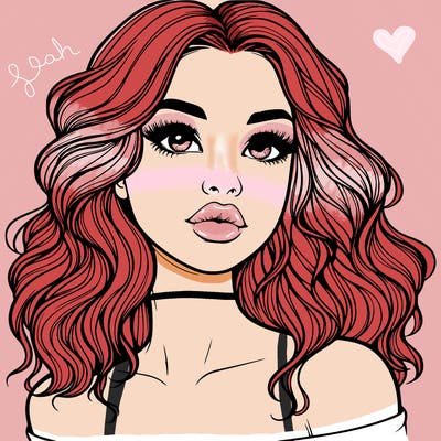realistic girl with wavy hair and lips