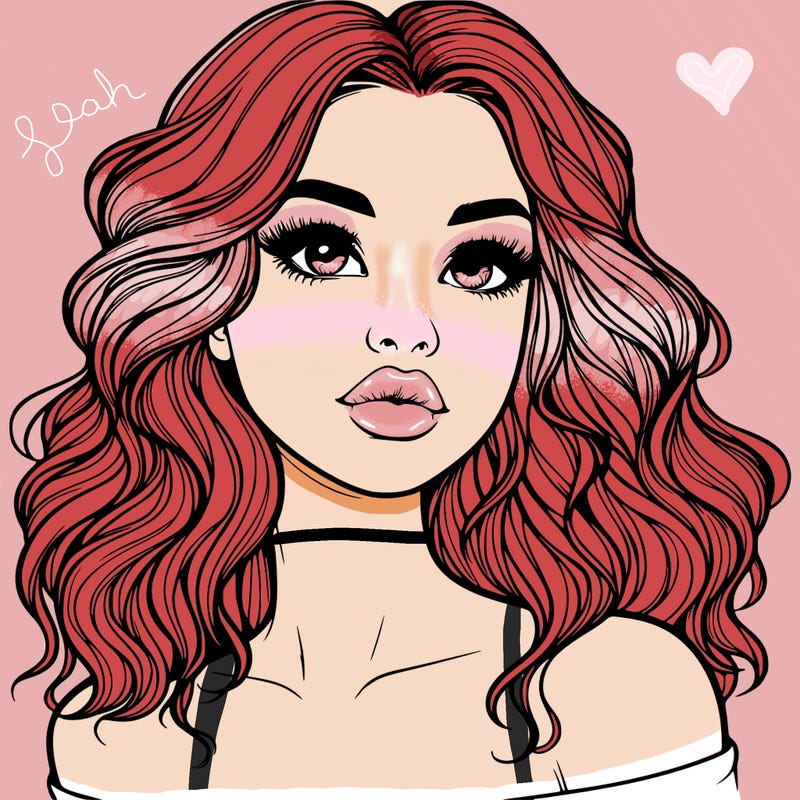 realistic girl with wavy hair and lips