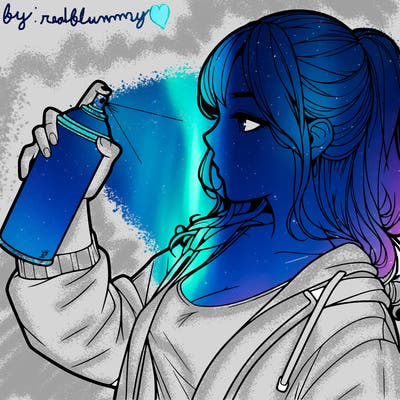 a realistic girl spray, painting