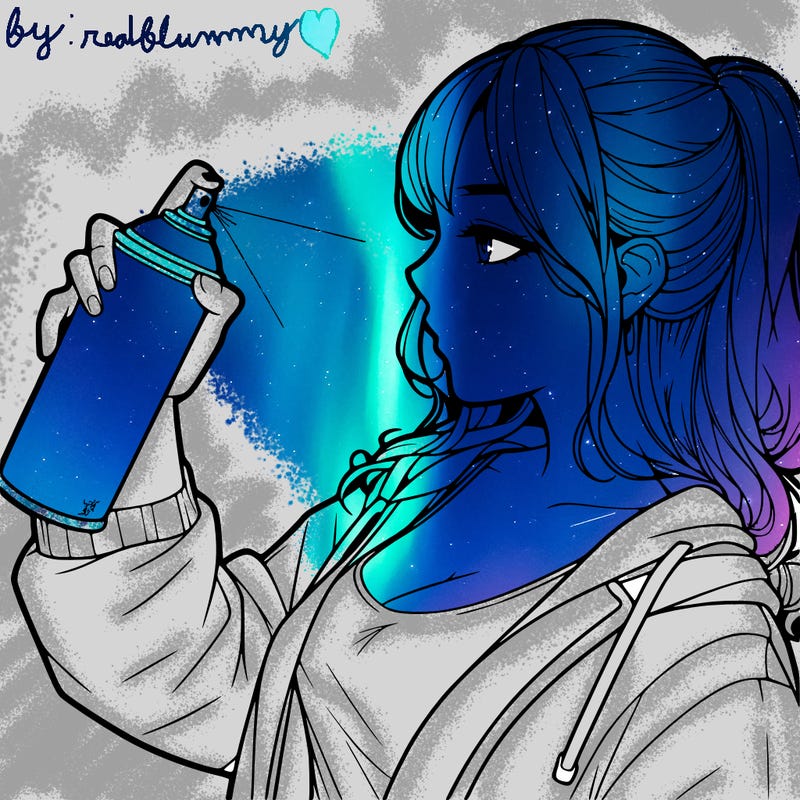 a realistic girl spray, painting