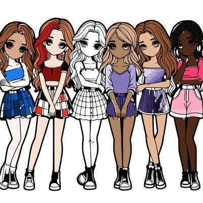 a group of girls realistic