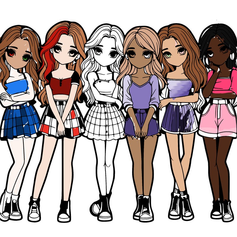 a group of girls realistic