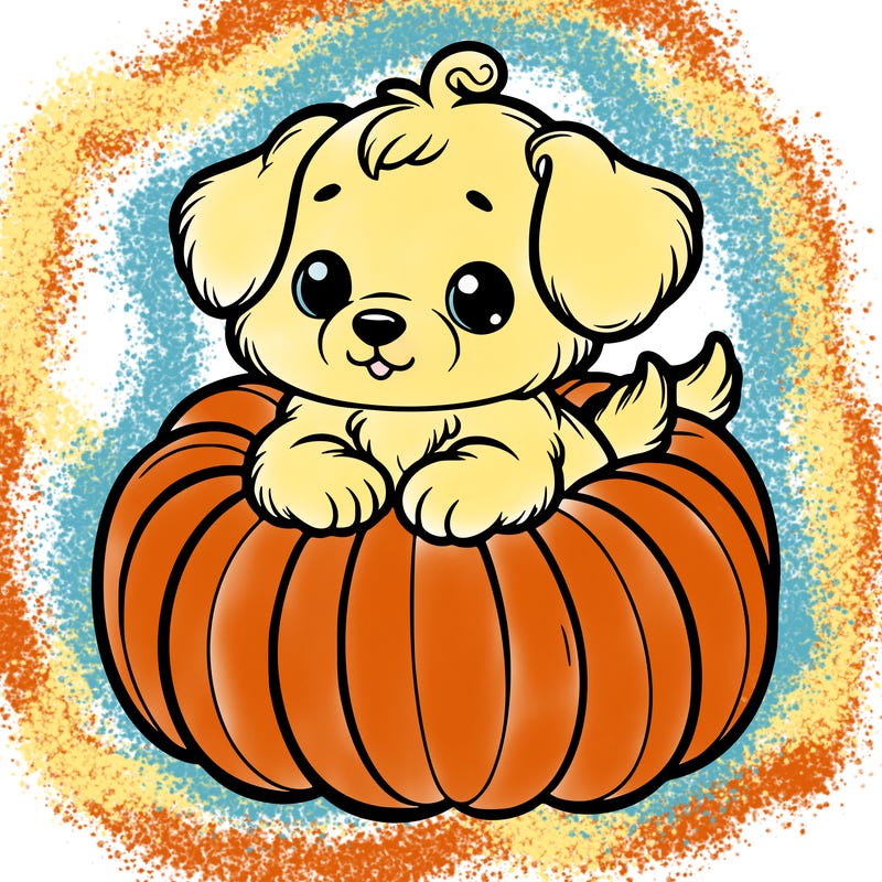 cute little puppy in a pumpkin