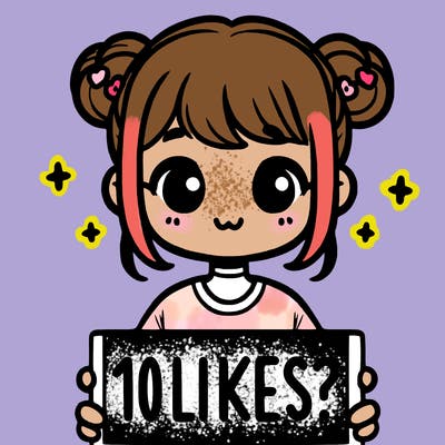 cute girl that is holding a sign that says 10 likes?