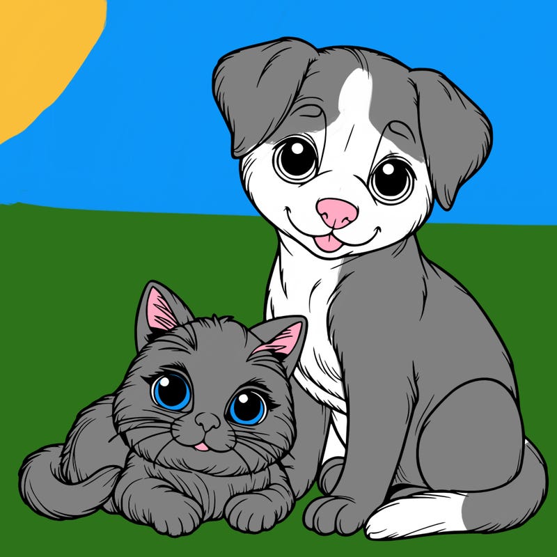 realistic cat and dog