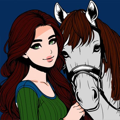 realistic girl with horse