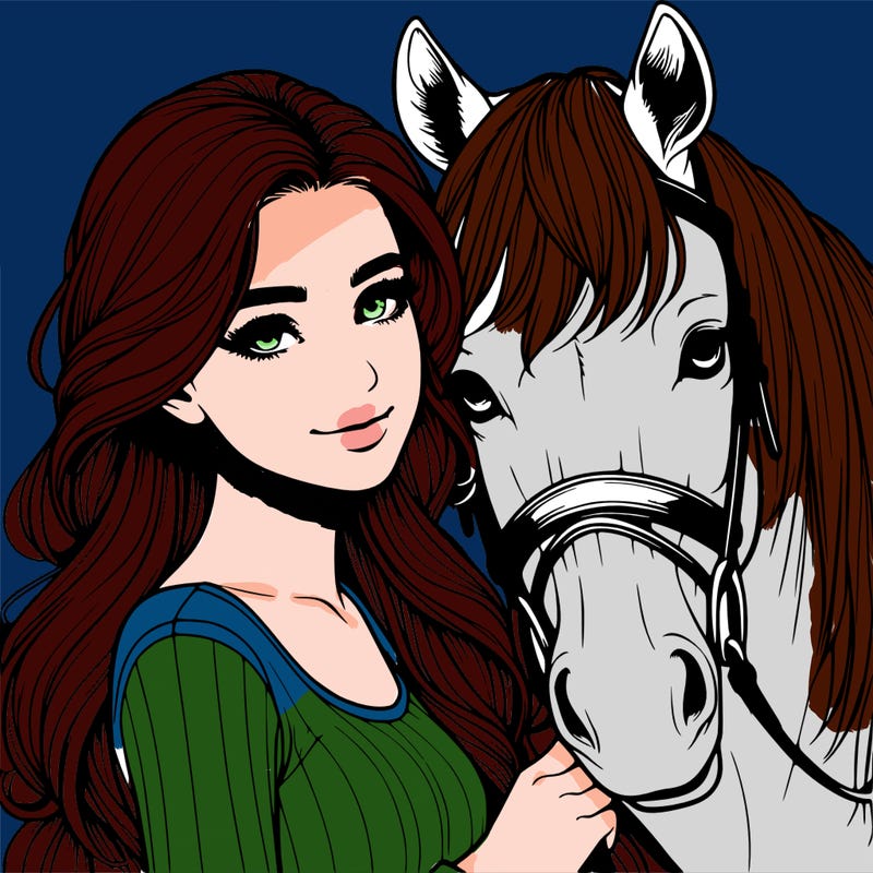realistic girl with horse