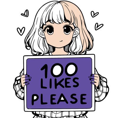a girl holding a sign saying 100 likes please