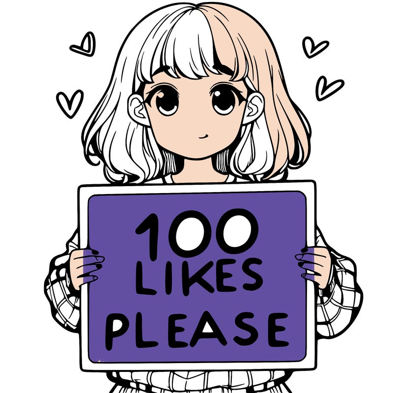 a girl holding a sign saying 100 likes please