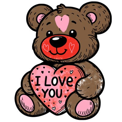 teddy bear holding an i love you heart