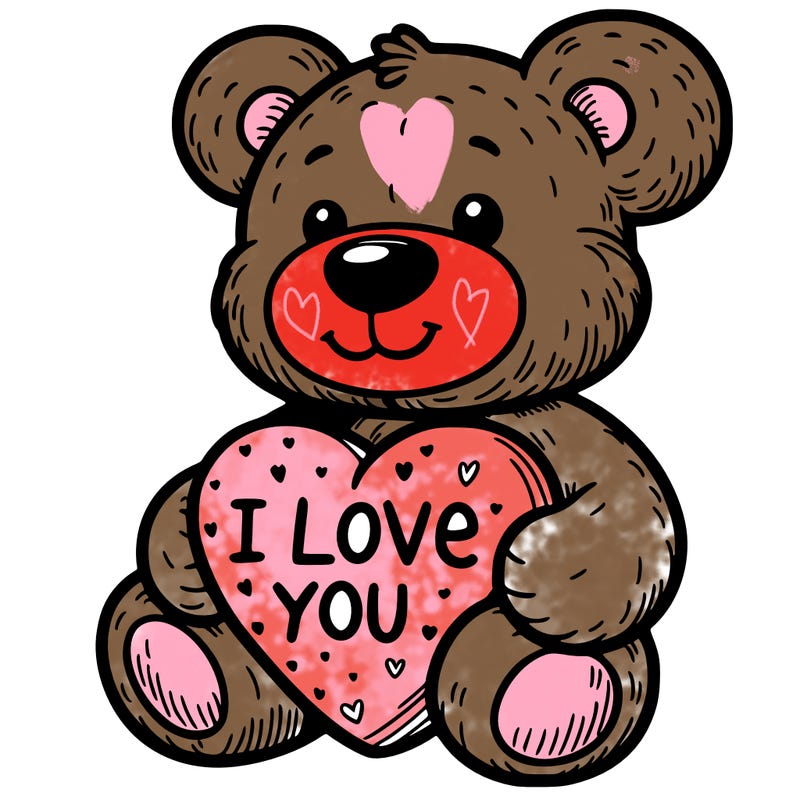 teddy bear holding an i love you heart